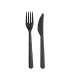 Black PS plastic cutlery kit 2 1: knife fork, transparent wrap 165x20mm