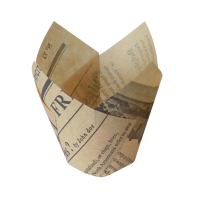 Caissette de cuisson forme tulipe en papier brun ingraissable impression journal  60mm  H90mm