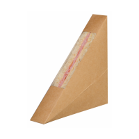 Embalagem triangular Kraft com janela para sanduíches