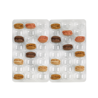 Insert plastique PET transparent 48 (6x8) macarons avec fermeture clipsable    H23mm