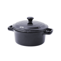 Mini round casserole with black porcelain lid