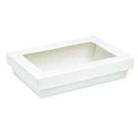 Boîte "Kray" rectangulaire carton blanc avec couvercle à fenêtre 1500 ml 22,5 x 15,5 x 5 cm