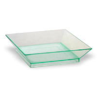 "Klarity" square transparent green reusable PS dish