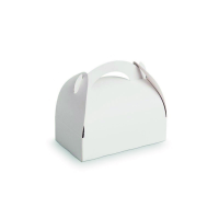 Caixa branca para bolos e doces com alça 110x110mm H153mm