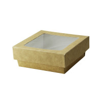 Caixa "Kray" kraft com janela 115x115mm H40mm 350ml