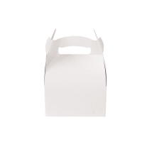 Caixa branca para bolos e doces com alça 110x110mm H153mm