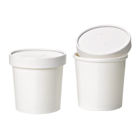 White cardboard cup with cardboard lid for hot and cold foods 960ml Ø116mm  H140mm