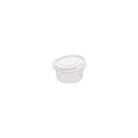 Round transparent PET deli pot with hinged lid    H60mm 400ml