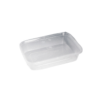 Clear rectangular PP plastic box with lid 188x126mm H74mm 1000ml