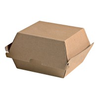 Boîte burger carton kraft brun microcannelé  145x130mm H80mm