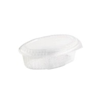 Clear rectangular PP plastic microweavable box with hinged lid 375ml 180x120mm H50mm