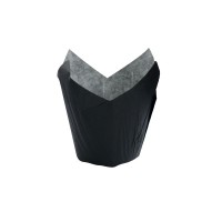Caissette de cuisson forme tulipe en papier noir ingraissable   H90mm