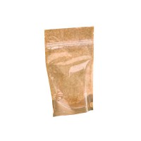 Kraft/transparent pocket bag with zip closure 150 H220mm