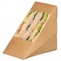 Embalagem triangular Kraft com janela para sanduíches    H123mm