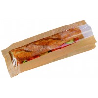 Kraft paper sandwich bag with window  120x40mm H340mm