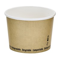 White biodegradable soup cup with "Nature" design 450ml Ø114mm  H80mm
