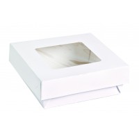 Boîte "Kray" carrée carton blanc avec couvercle à fenêtre