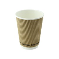 "Rippley" beige rippled wall coffee cup  H112mm 340ml