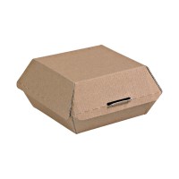 Boîte burger carton kraft brun microcannelé  135x125mm H65mm