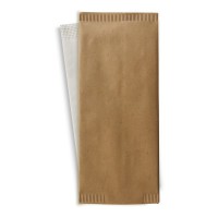 Pochette papier beige pour couverts avec serviette blanche