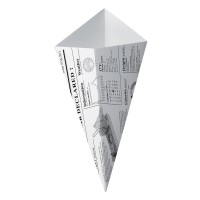 Cones de cartao com motivo jornal 430ml 195x160mm