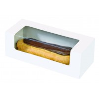 White cardboard pastry box with window  150x60mm H50mm