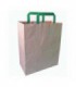 Sac cabas papier brun recyclé anses vertes 30,8g L: 26 x l: 17 x H: 28 cm - Par 250