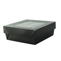 Black square "Kray" cardboard box with window lid  135x135mm H50mm 700ml
