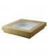 Brown square "Kray" cardboard box with window lid  205x205mm H40mm 1000ml