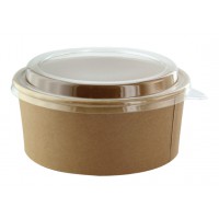 Combo "Buckaty" round kraft cardboard salad bowl and PET lid   H50mm 550ml