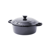 Mini round tureen with black porcelain lid