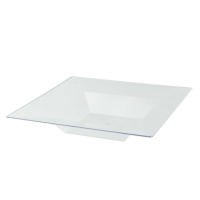 Reusable plastic plate PS square hollow transparent "Quadra"