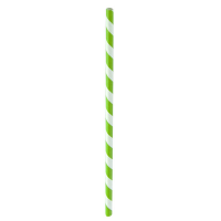 Lime green/white striped paper straw