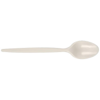 Beige plastic coffee spoon